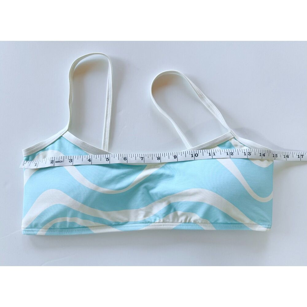 NWOT Kate Spade New York Women's U Neck Bikini Top in Blue & White Wave Size L - Picture 8 of 9